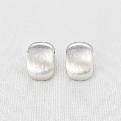 Brushed Silver Plated Huggie Earrings