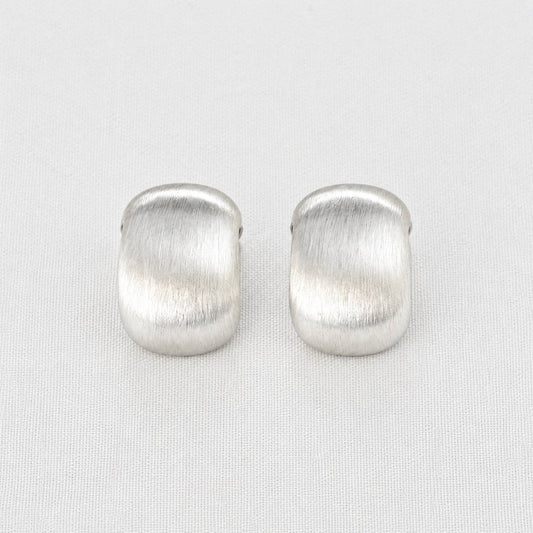 Brushed Silver Plated Huggie Earrings