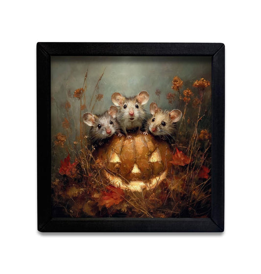 Three Little Mice Fall Box Framed Wall Art