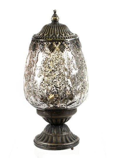 Mercury Glass Lighted Pedestal - Two Size Options