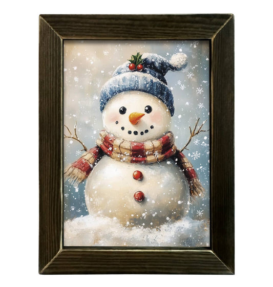 Cozy Snowman Winter Theme Framed Wall Art
