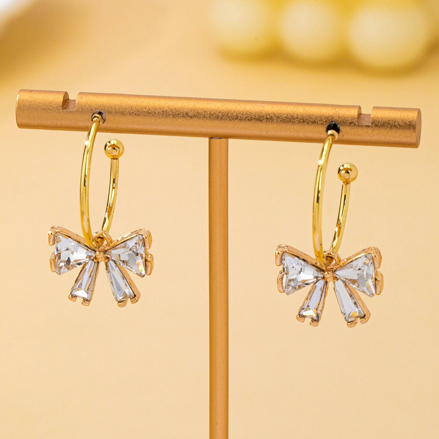 Crystal Bow Hoop Earrings