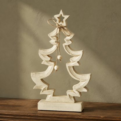 Everwhim Distressed Cream Wooden Christmas Tree - 2 Sizes