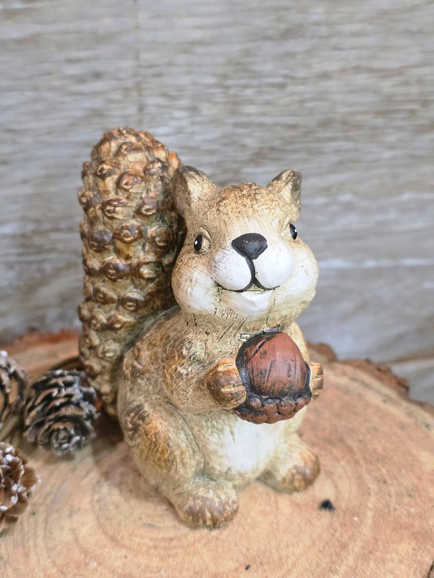 Simon Squirrel Gathering Acorns Ceramic Statuary