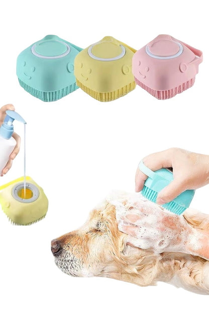 Pet Scrubber Bath Brush Shampoo Dispenser