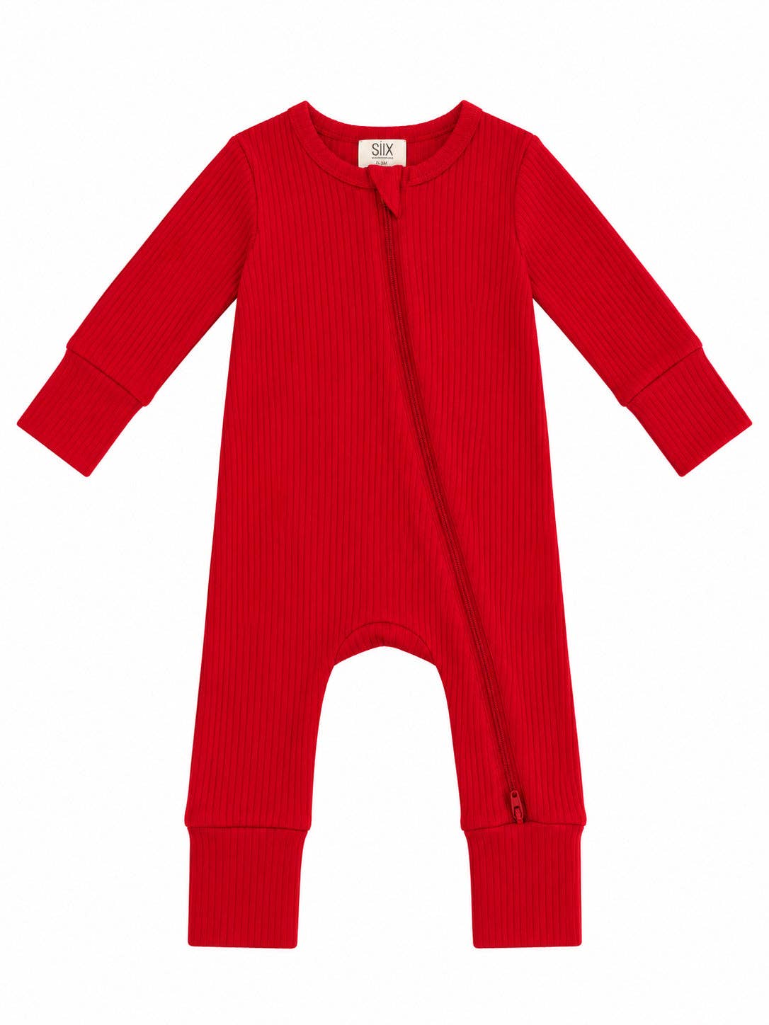 Red / Ribbed 2-Way Zip Romper - Infant