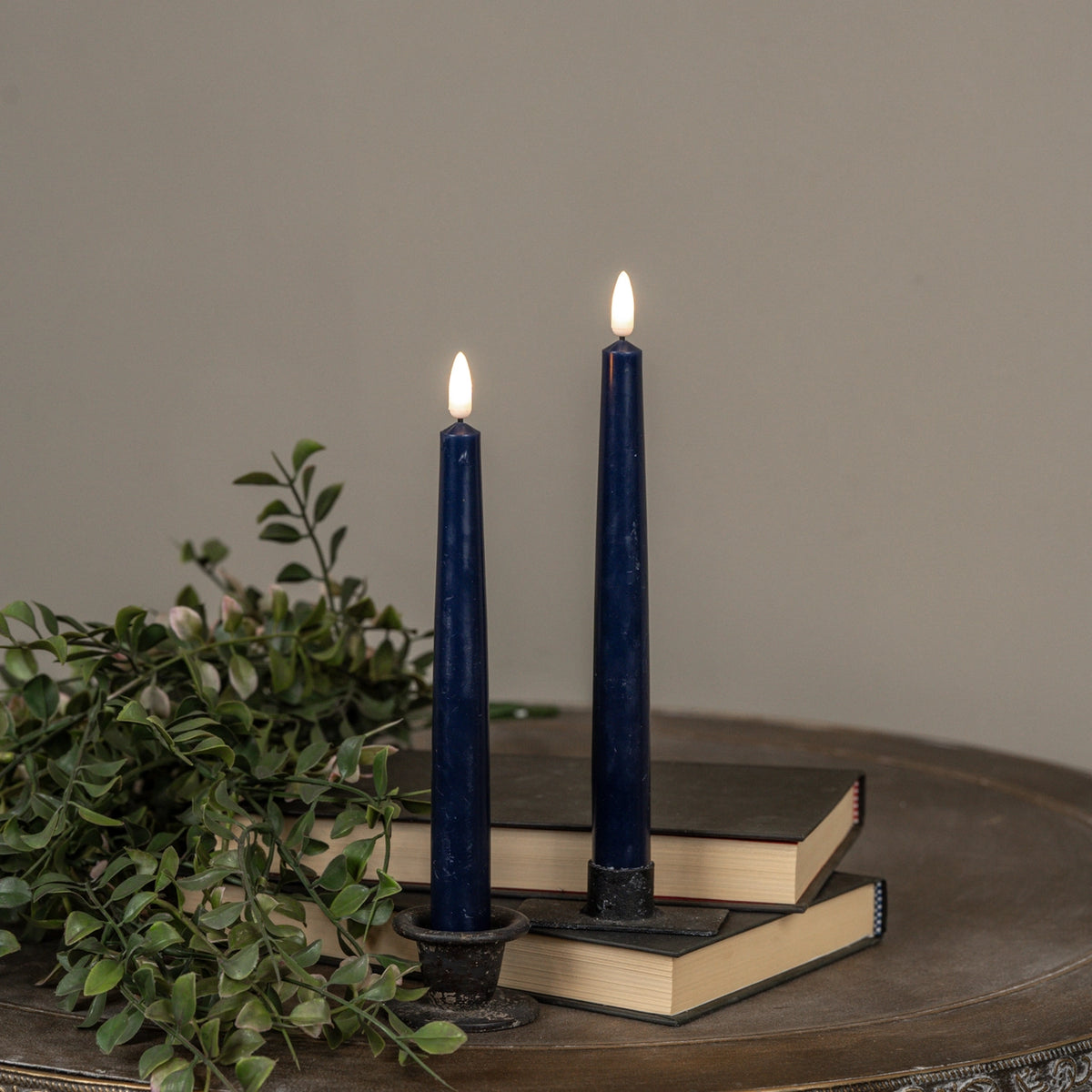 Navy Blue 3D Flameless Drop Taper Candle - 9.5"