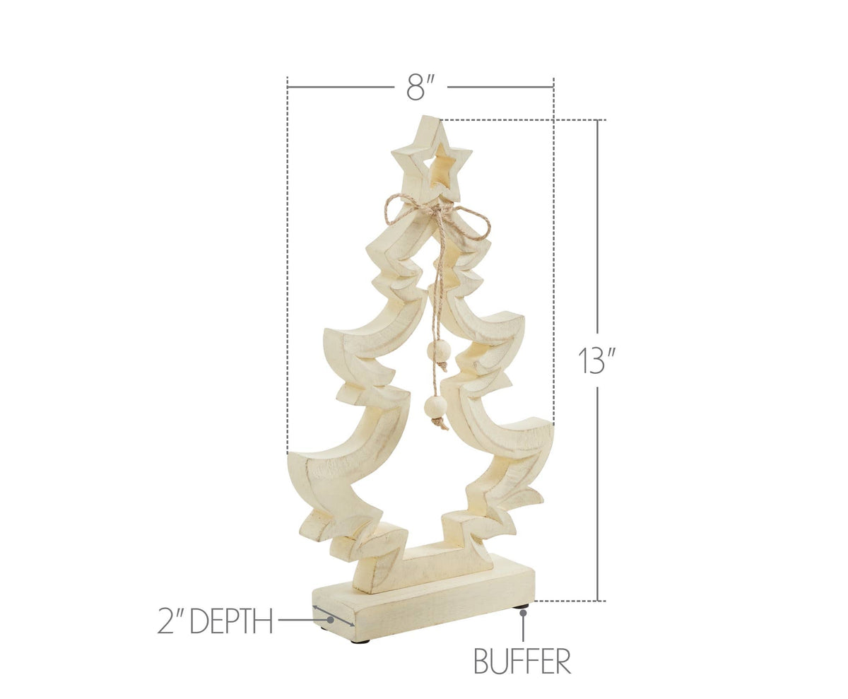 Everwhim Distressed Cream Wooden Christmas Tree - 2 Sizes