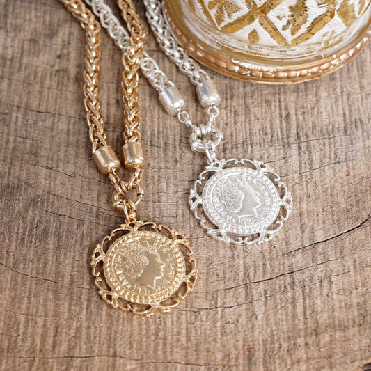Heirloom Reverie – Ornate Coin Pendant Necklace