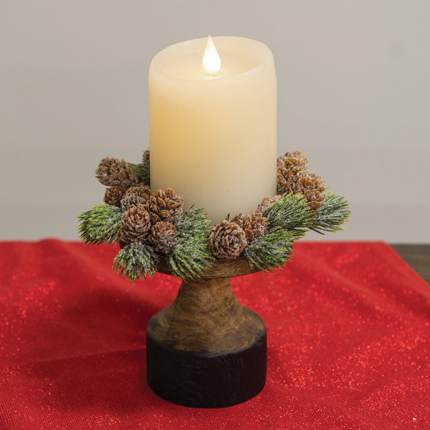 Icy Bristle Pine Cone Candle Ring - 3.25 Inner
