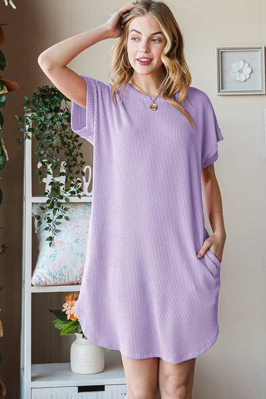 Ribbed Dress with Side Pockets - Choose Your Color