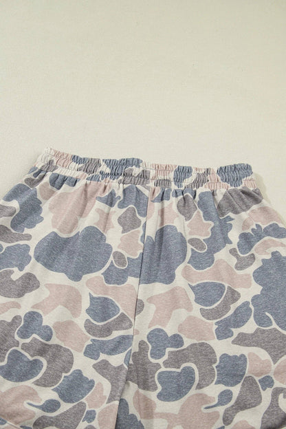 Camouflage Two Piece Tee & Shorts Lounge Set Outfit