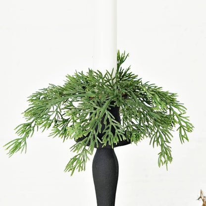 Soft Touch Evergreen Juniper Taper Candle Ring Wreath - 8"