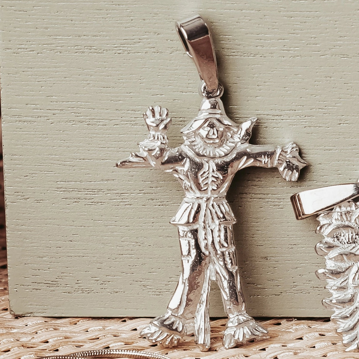 Necklace with Fall Pewter Charm - Pumpkin or Scarecrow