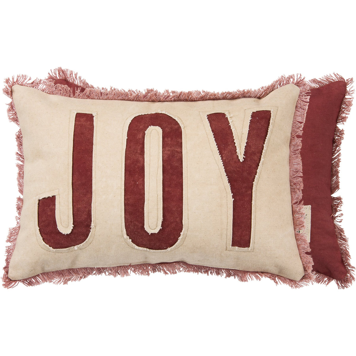 Red Joy Fringe Trim Throw Pillow