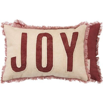 Red Joy Fringe Trim Throw Pillow