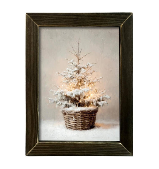 Simple Snowy Christmas tree Framed Art