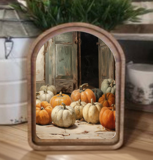 Arch Top Pumpkin Door Framed Art