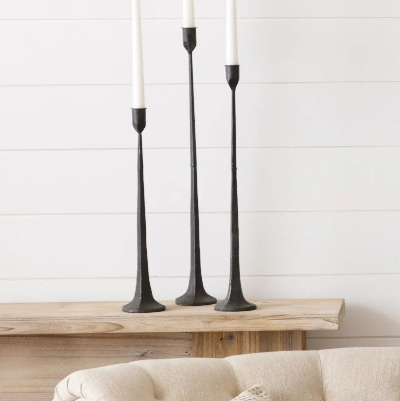 Hand Forged Metal Taper Candle Holders - 3 Sizes