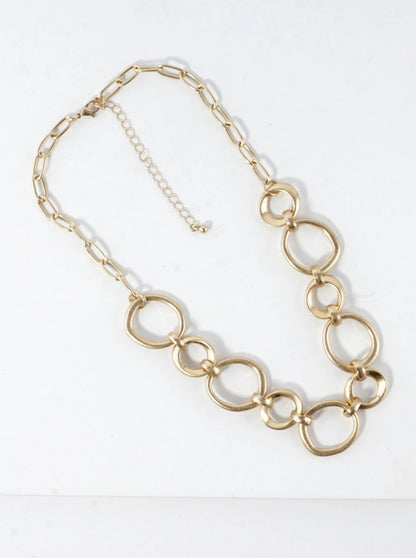 Organic Sculpted Circle Link Necklace