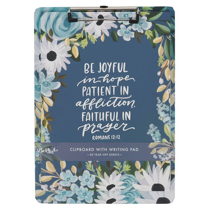Clipboard w/ Note Pad Blue Be Joyful in Hope Rom. 12:12