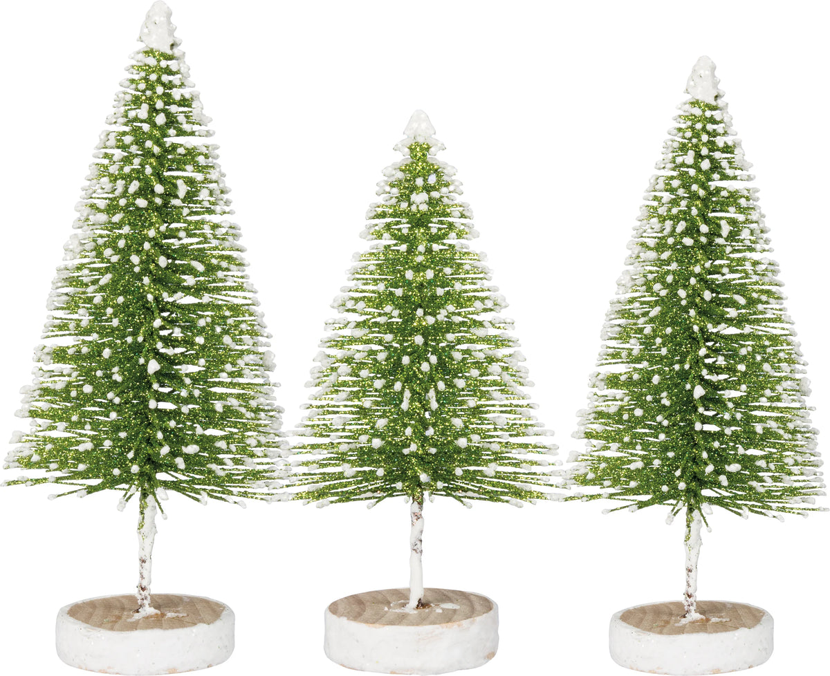 Shimmering Snow Bottle Brush Sisal Tree - 3 Sizes