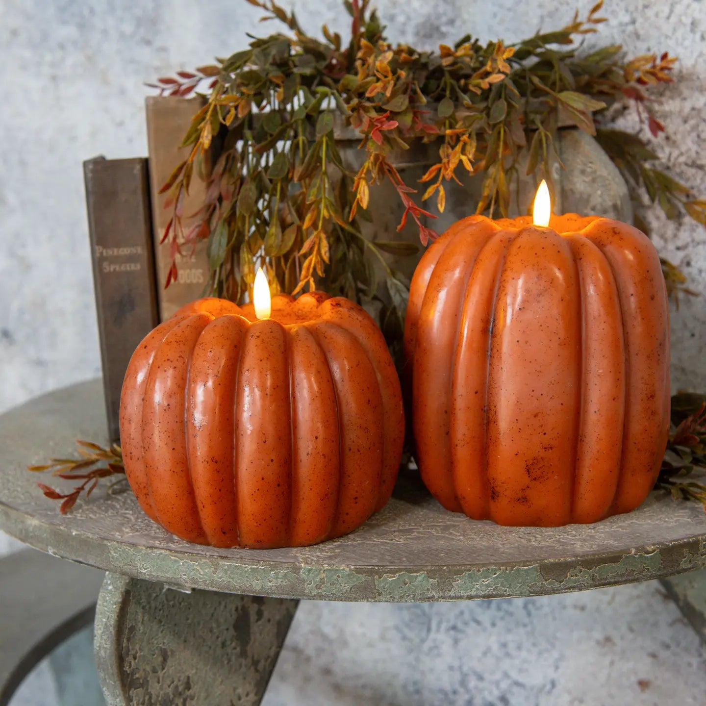Orange Flameless Pumpkin Shaped Candle - 5 Size Options
