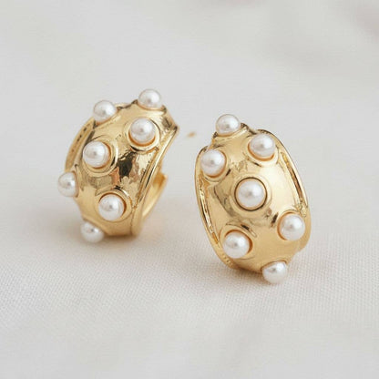 Multi Pearl Gold Tone Drop Earrings