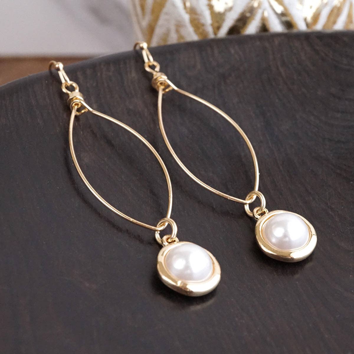 Golden Pearl Drop Earrings