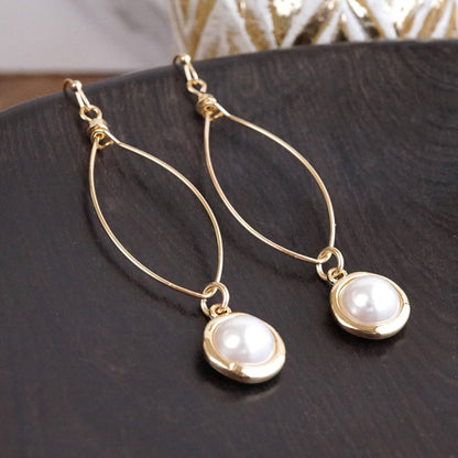 Golden Pearl Drop Earrings