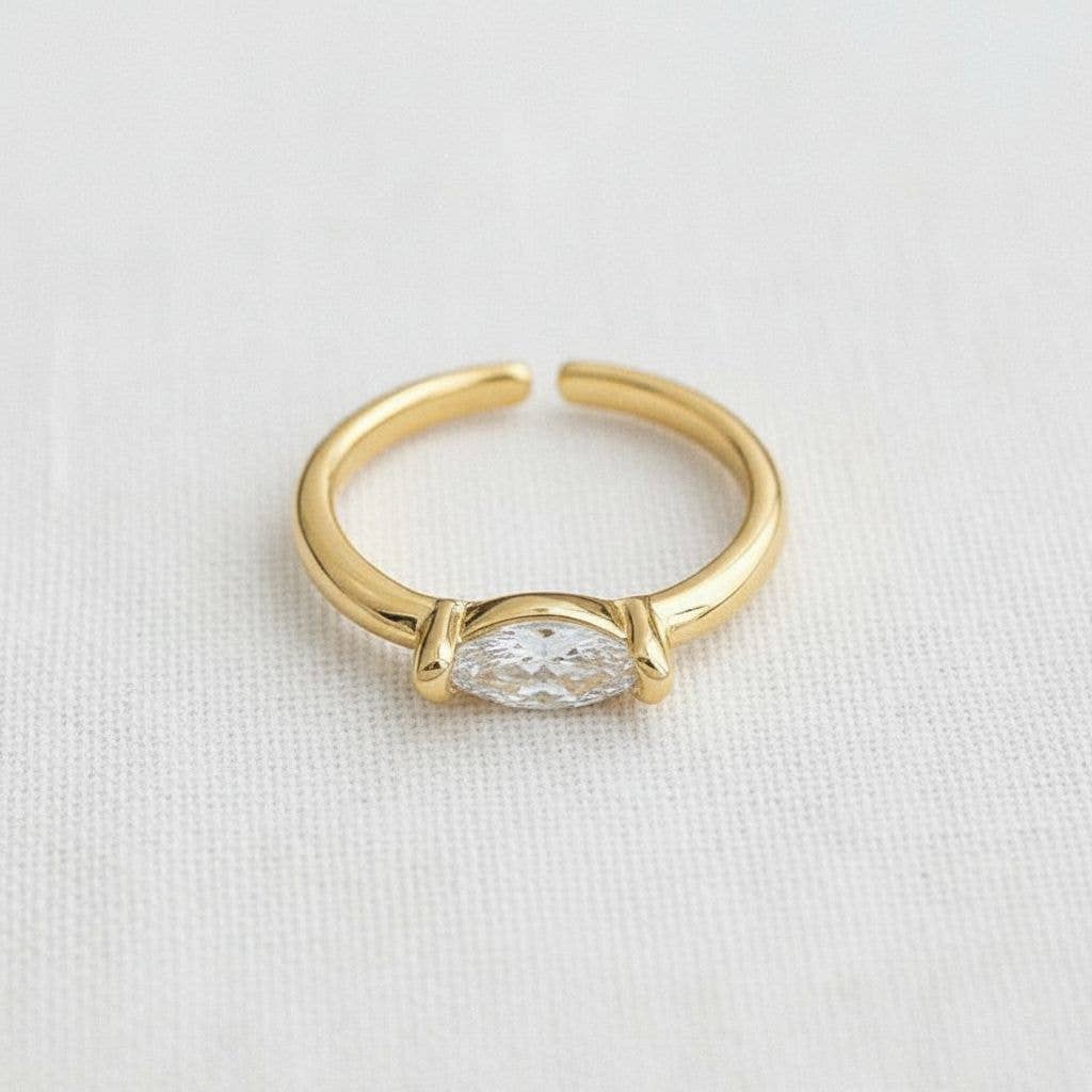 Marquise-Cut Cubic Zirconia Open Adjustable Ring