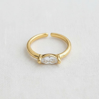 Marquise-Cut Cubic Zirconia Open Adjustable Ring
