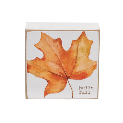 Hello Fall Watercolor Leaf Decorative Block - Four Color Options