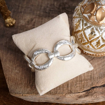 Sunlit Orbit Chunky Hammered Link Stretch Bracelet