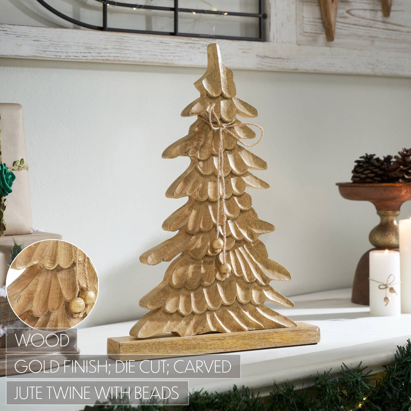 Winter Wonder Brushed Gold Wooden Tree - 2 Size Options