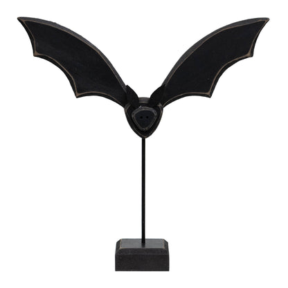 Spooky Wooden Flying Bat on Base