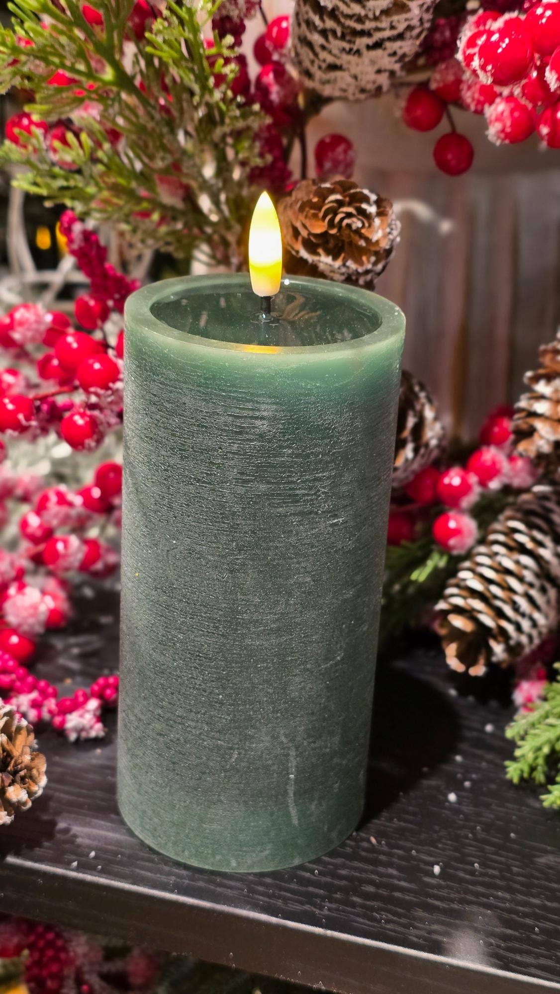 Melted Realistic Flame LED Flameless Candle - Cream, Green or Red