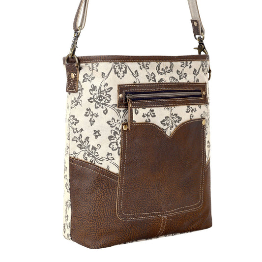 Ratany Shoulder Bag With Leather Pocket - Myra