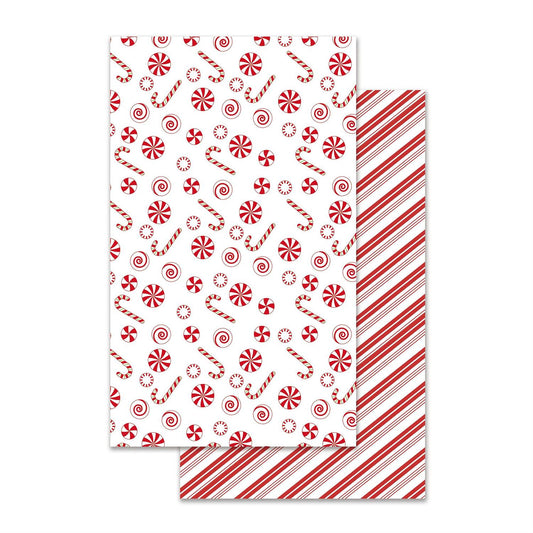 Candy Cane and Peppermint Quick Dry Waffle Weave Kitchen Towel - Double-Sided