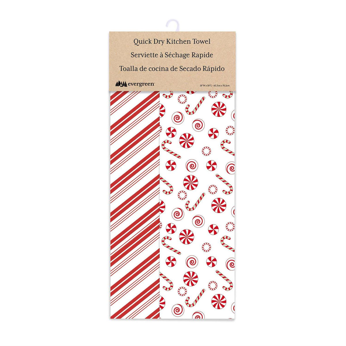Candy Cane and Peppermint Quick Dry Waffle Weave Kitchen Towel - Double-Sided