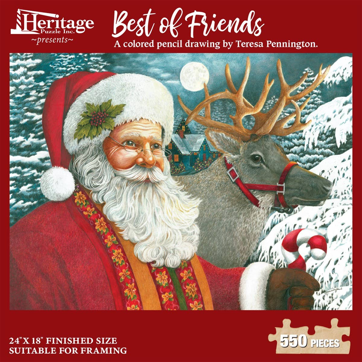 Santa and Reindeer Best of Friends 550 Piece Heritage Puzzle - Christmas