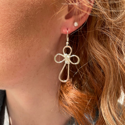 Rounded Cross Silver Plated Earrings