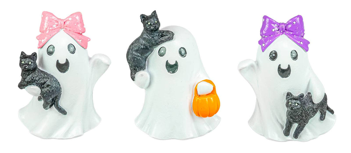 Playful Black Cat Halloween Ghost - 3 Designs
