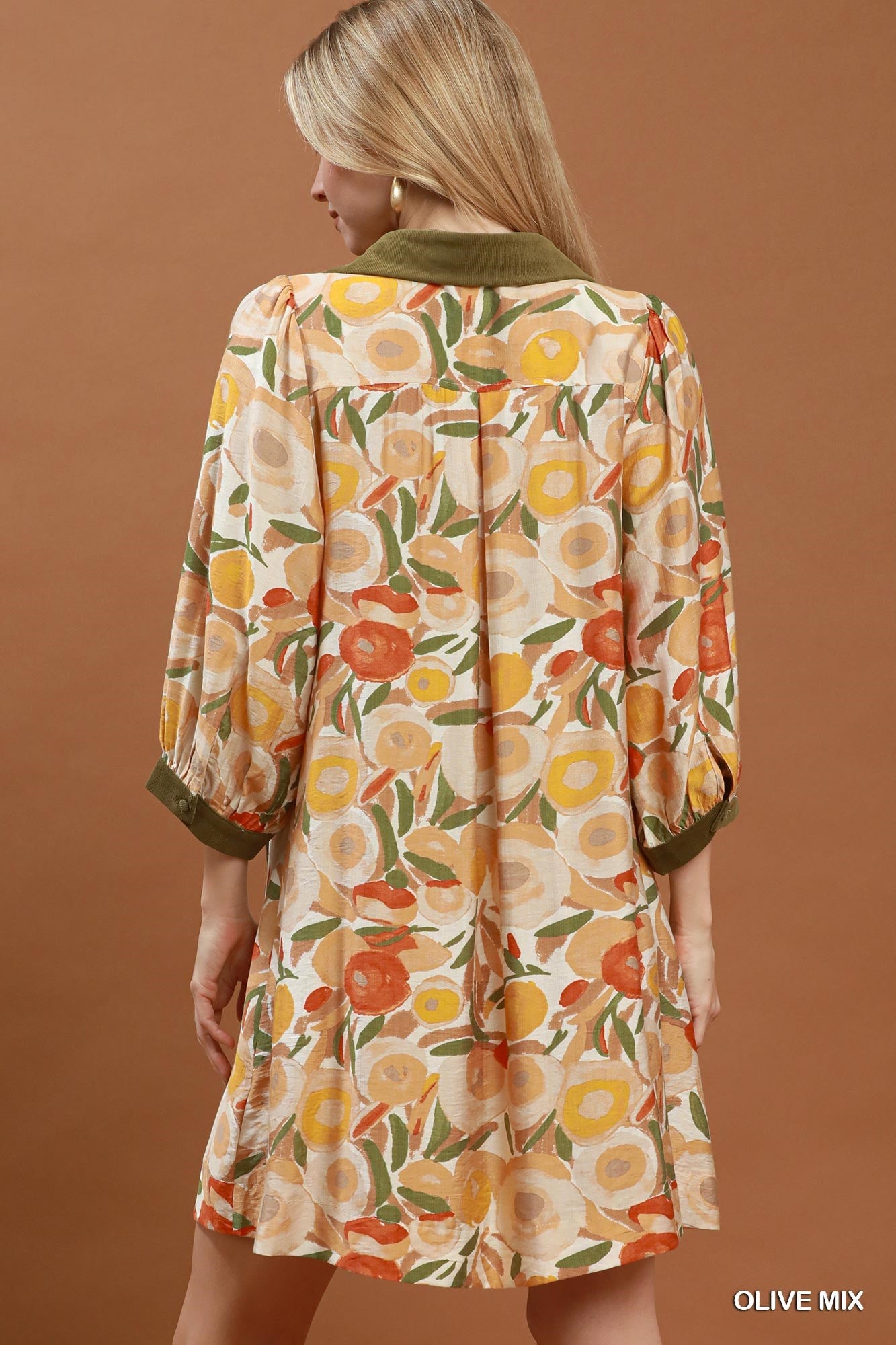 Mixed Floral Contrast Trim Dress