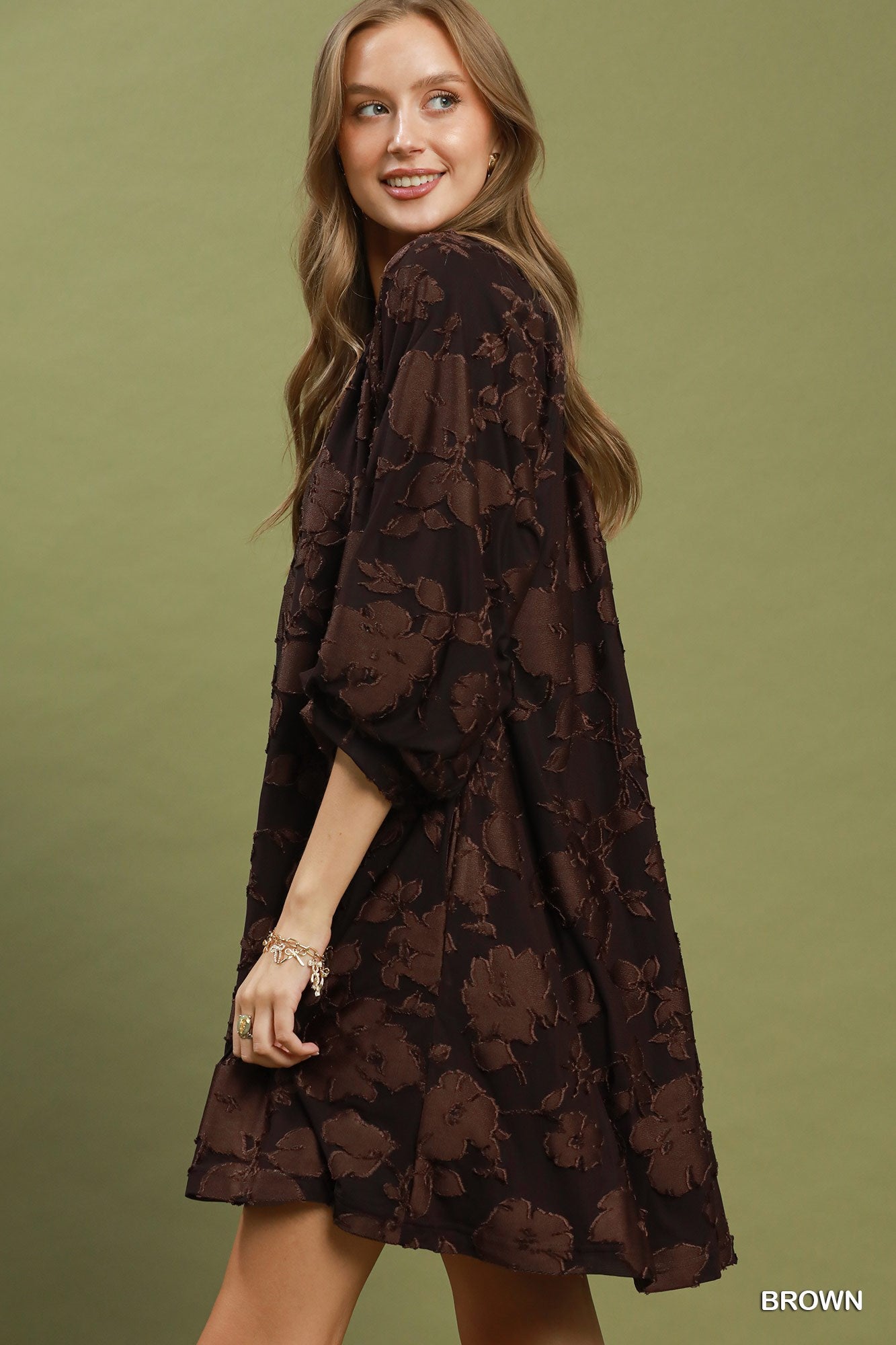 Velvet Floral Textured Babydoll Dress - Color Options