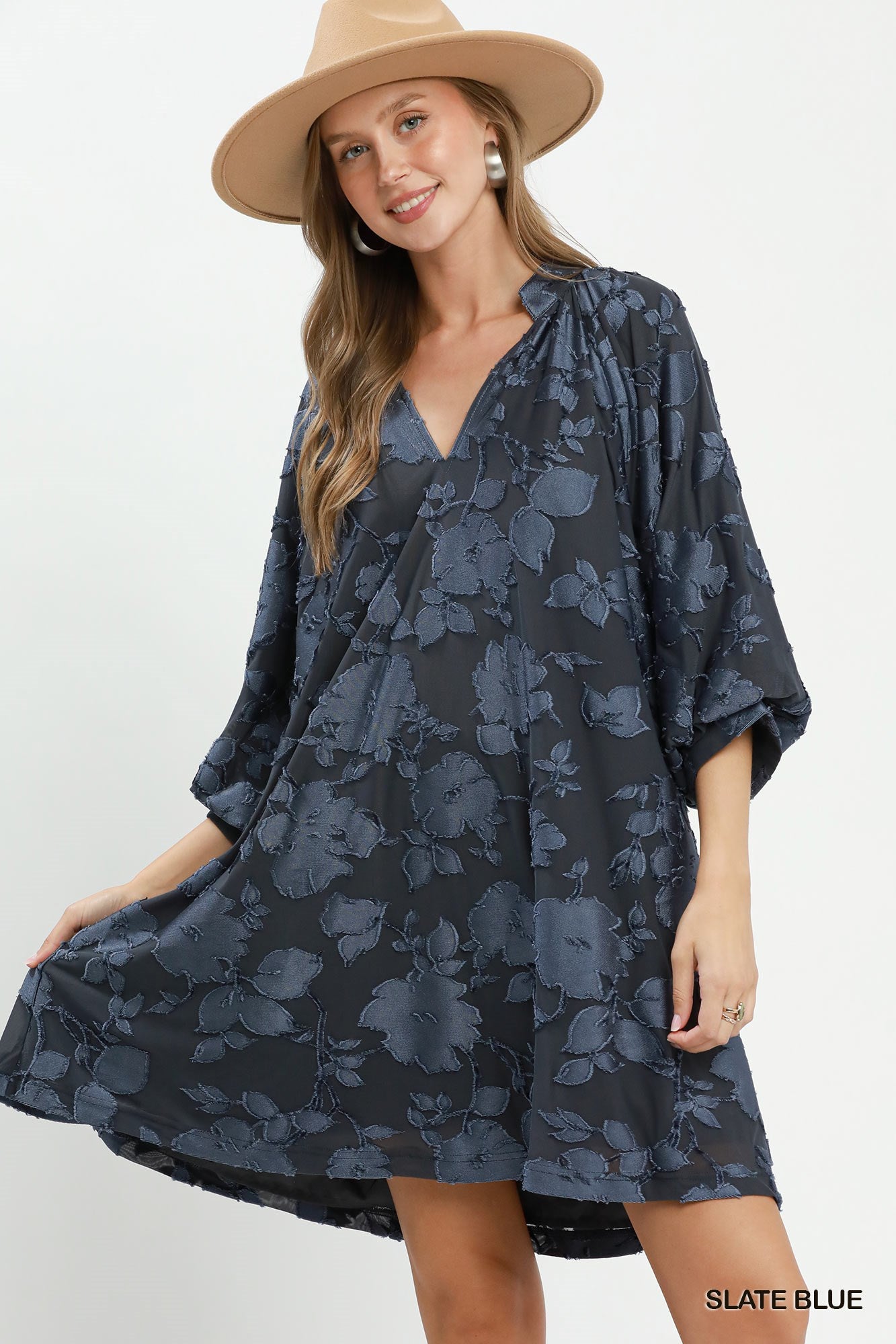 Velvet Floral Textured Babydoll Dress - Color Options