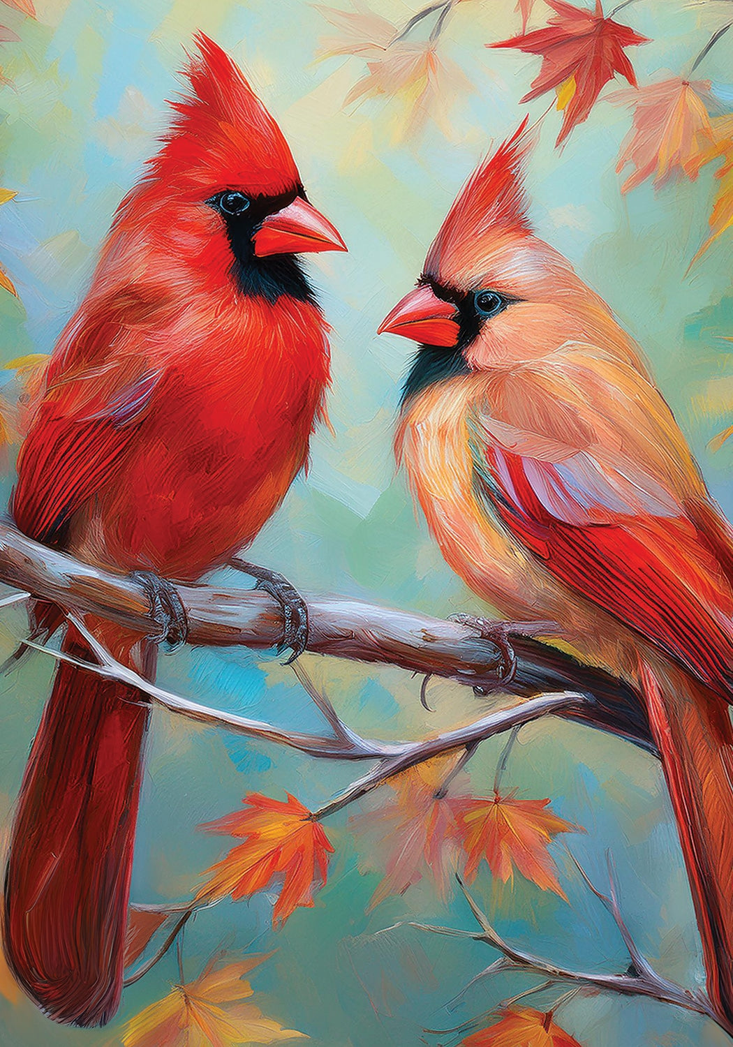 Fall Cardinal Couple Garden Flag
