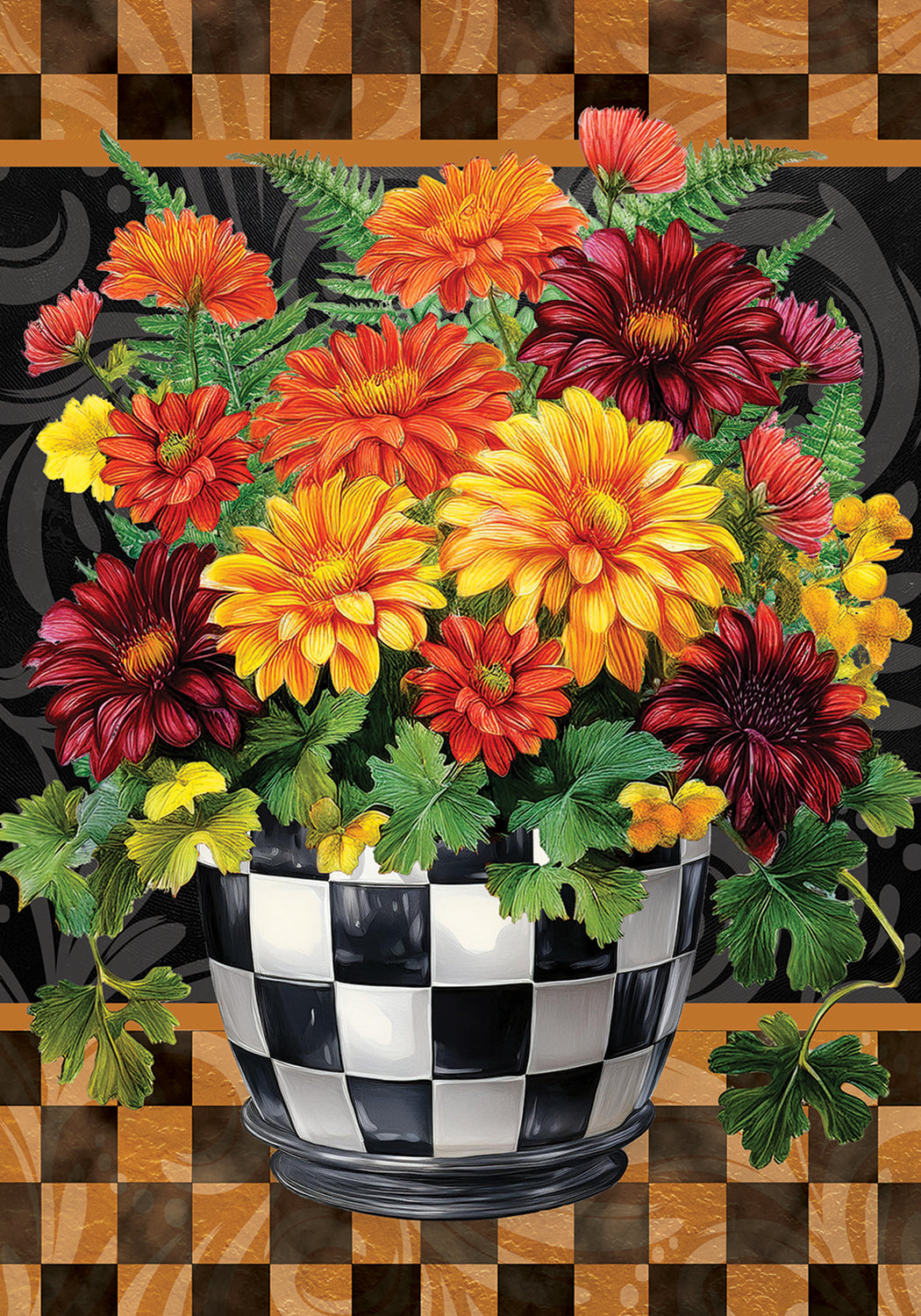 Brilliant Mums Fall Garden Flag 12 x 18