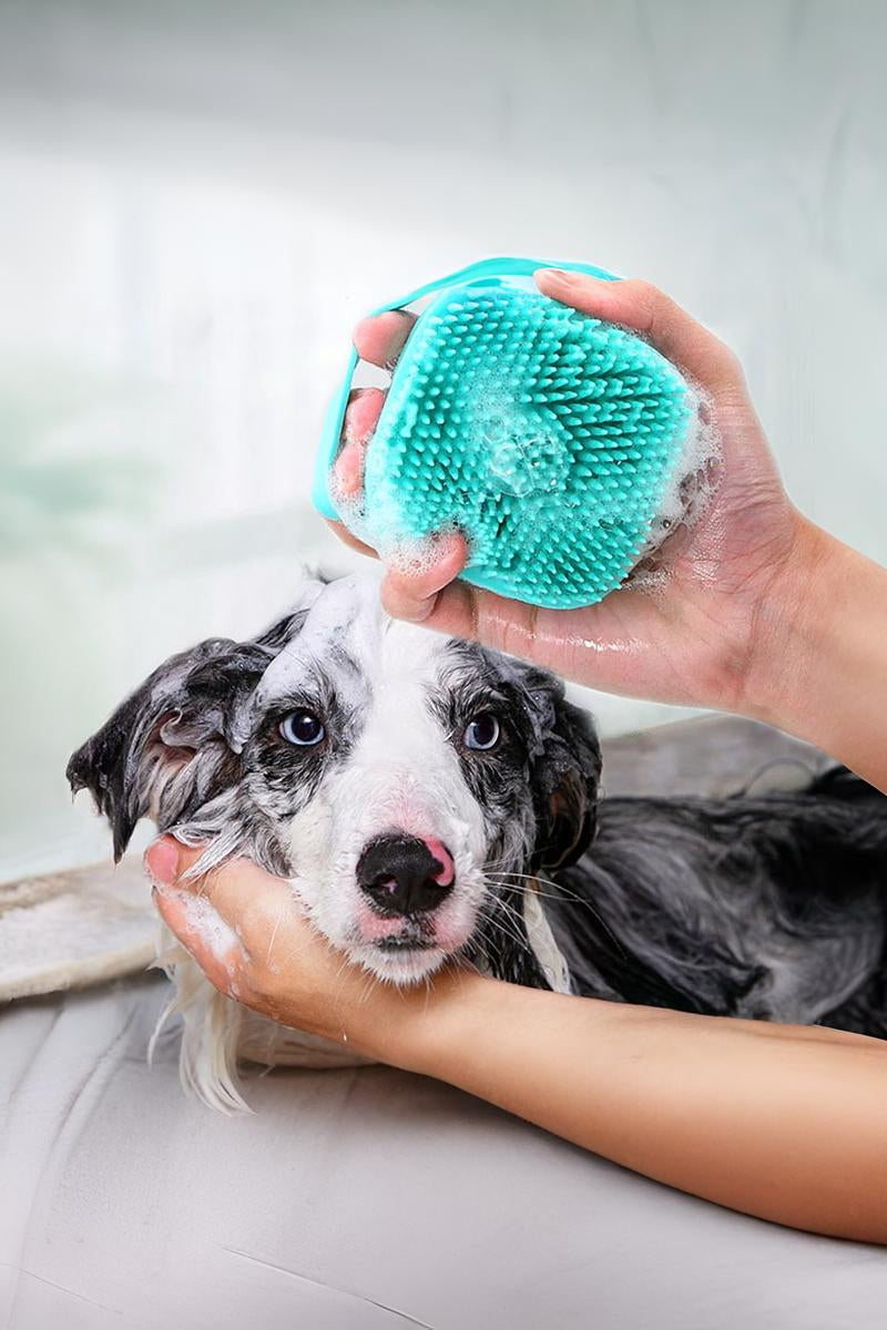 Pet Scrubber Bath Brush Shampoo Dispenser