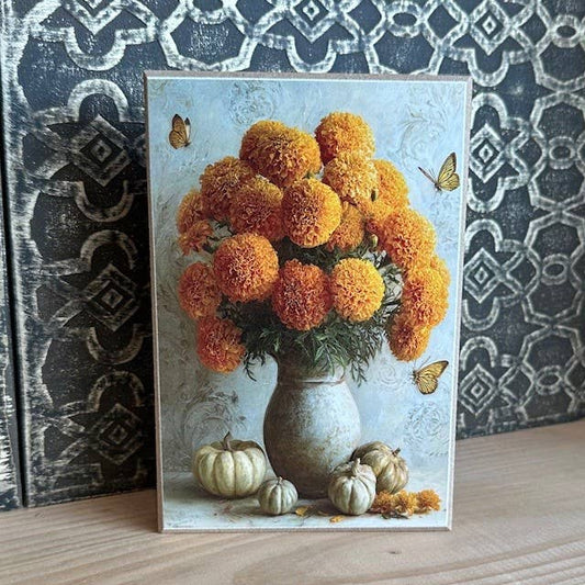 Fresh Fall Marigolds Block Sign